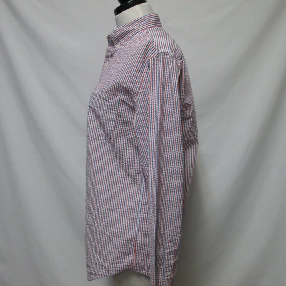 J Crew Vintage Seersucker button down collar shirt Men Cotton Size Sz Medium Md